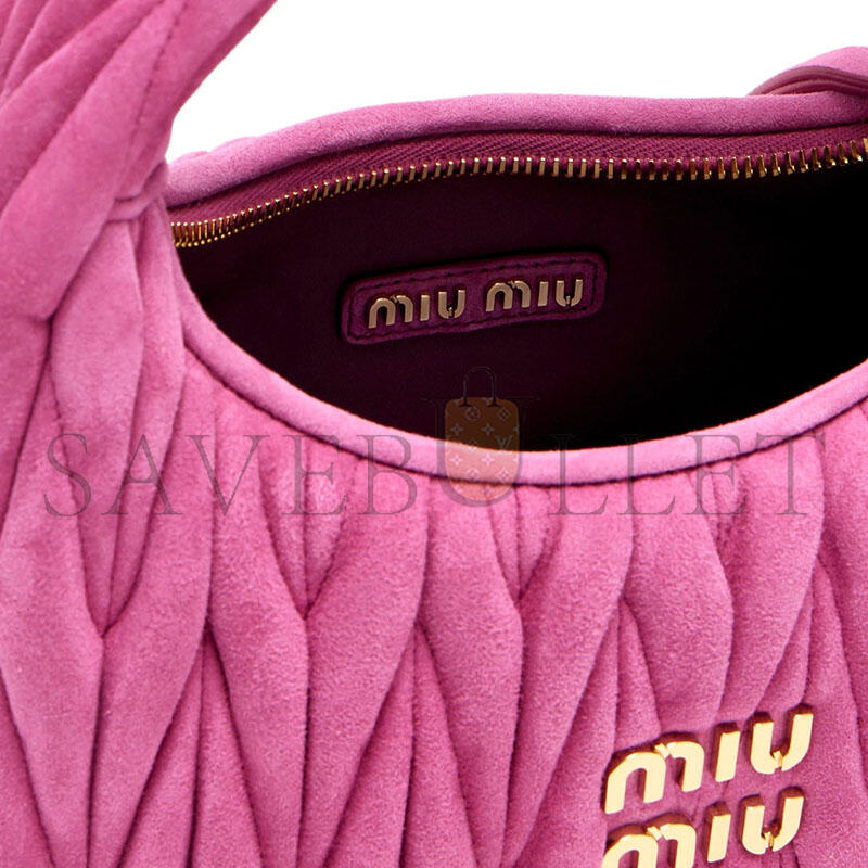 MIU MIU WANDER MATELASSÉ SMALL SUEDE BAG 5BC125 (20*17*6cm)